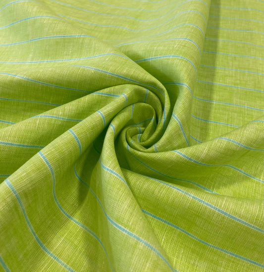 Parrot Green Stripe - Dyed Premium Linen Fabric RL-052