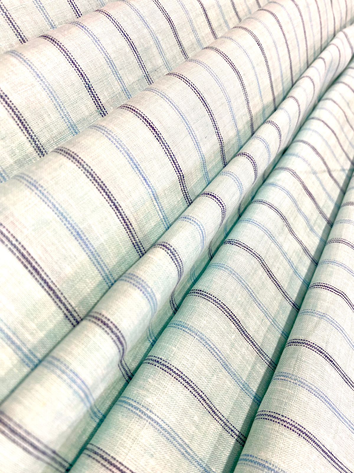 Aqua Blue Stripe - Premium Dyed Linen Fabric LCD-027