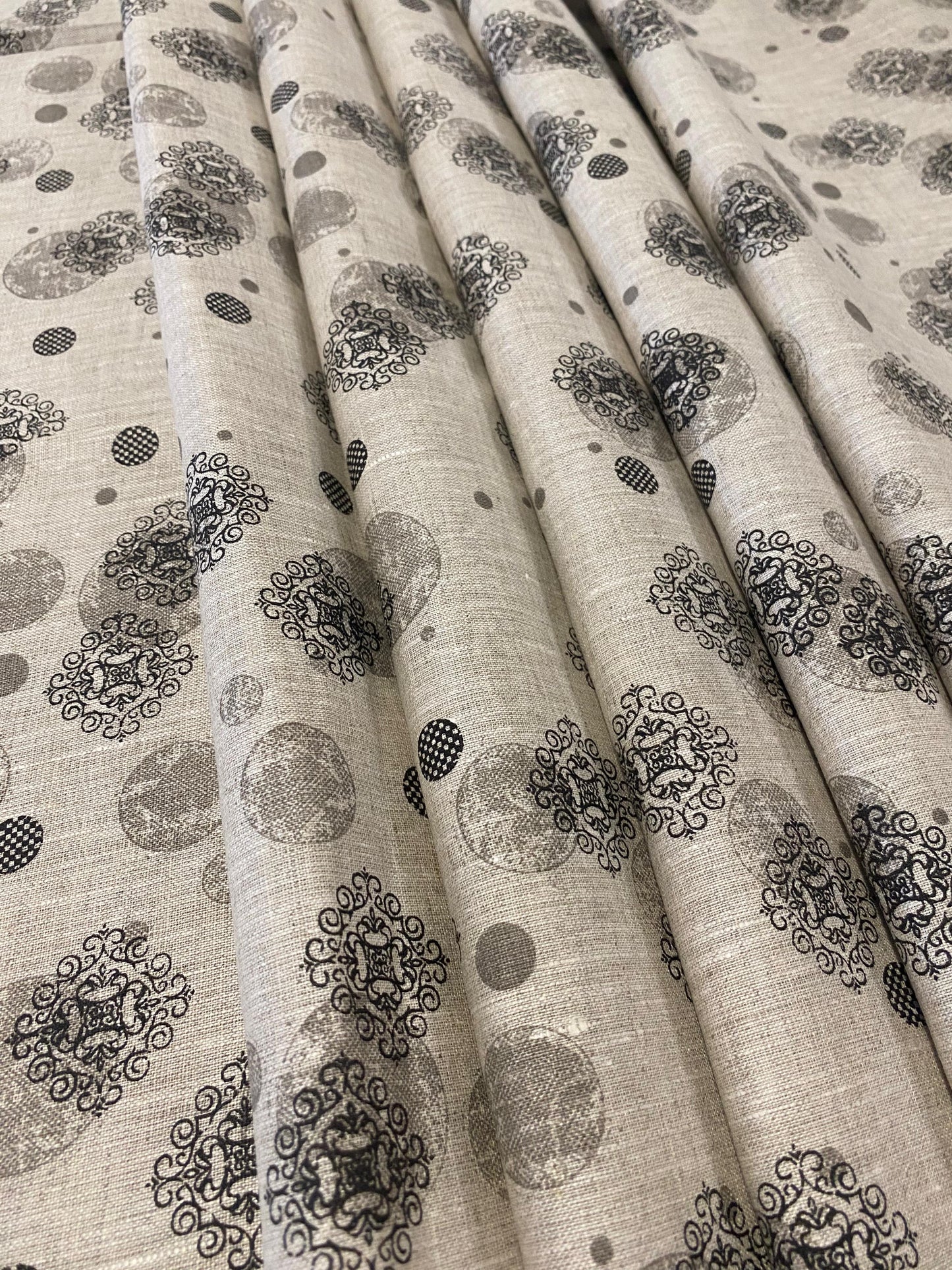 Grey Allover Printed Linen Fabric - Dyed Premium Linen Fabric BBP-010
