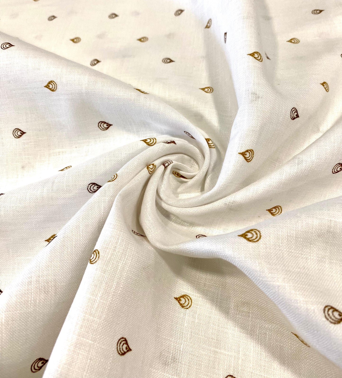 White Allover Printed Linen Fabric - Dyed Premium Linen Fabric BCO-21054