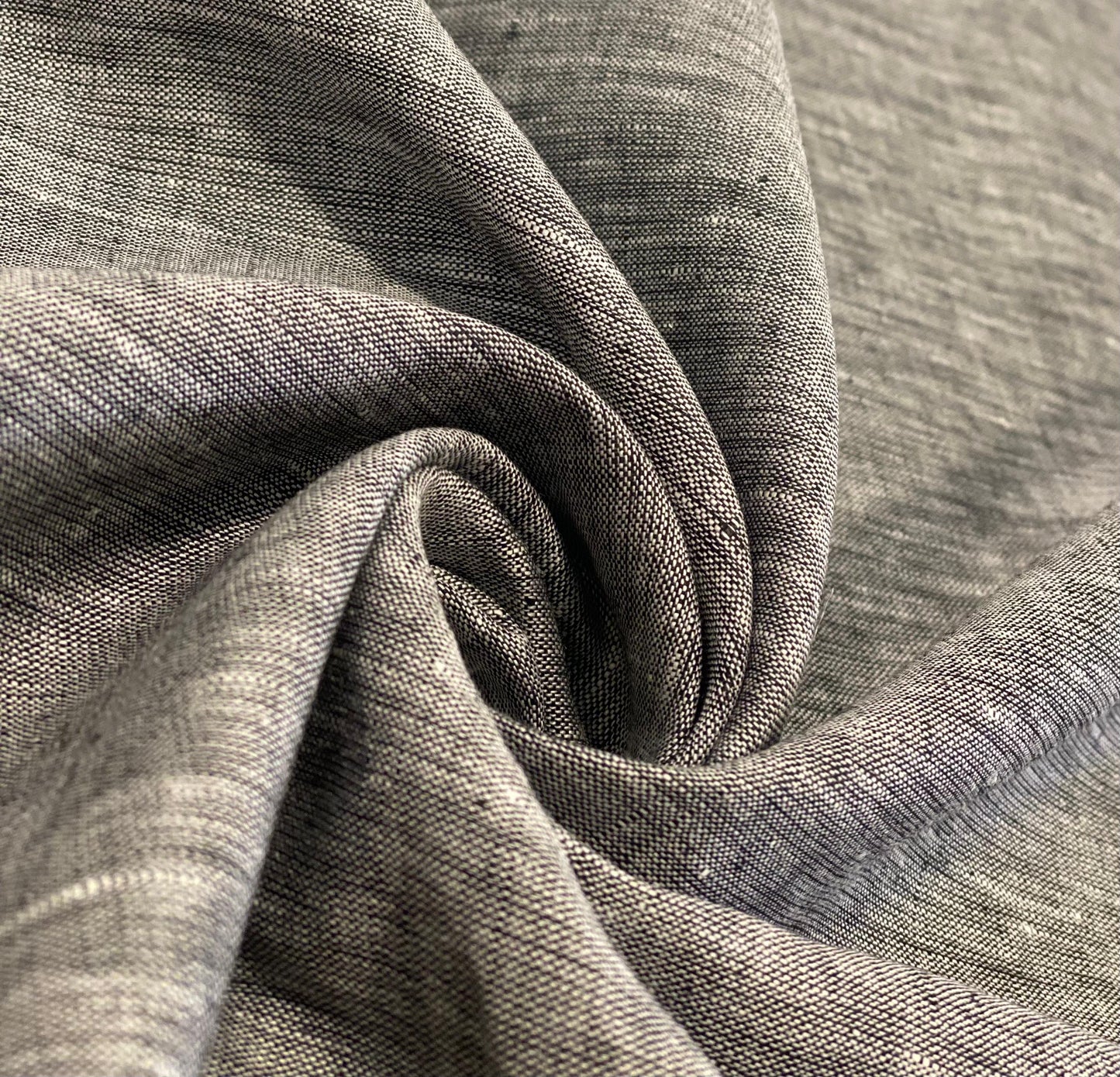 Charcoal Black White Solid Colour - Dyed Premium Linen Fabric OL-013