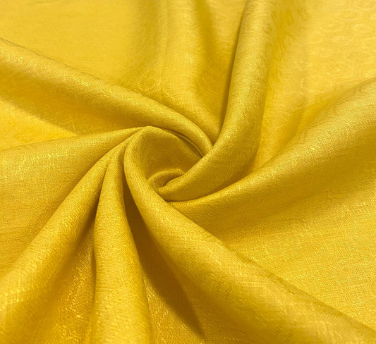 Bright Yellow Self Design - Premium Dyed Linen Fabric LG-018