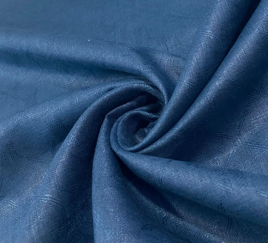 Navy Blue Self Design - Premium Dyed Linen Fabric LG-022