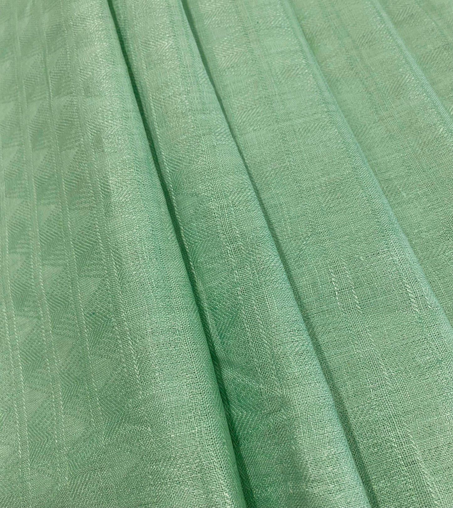 Persian Green Self Design - Premium Dyed Linen Fabric LG-216