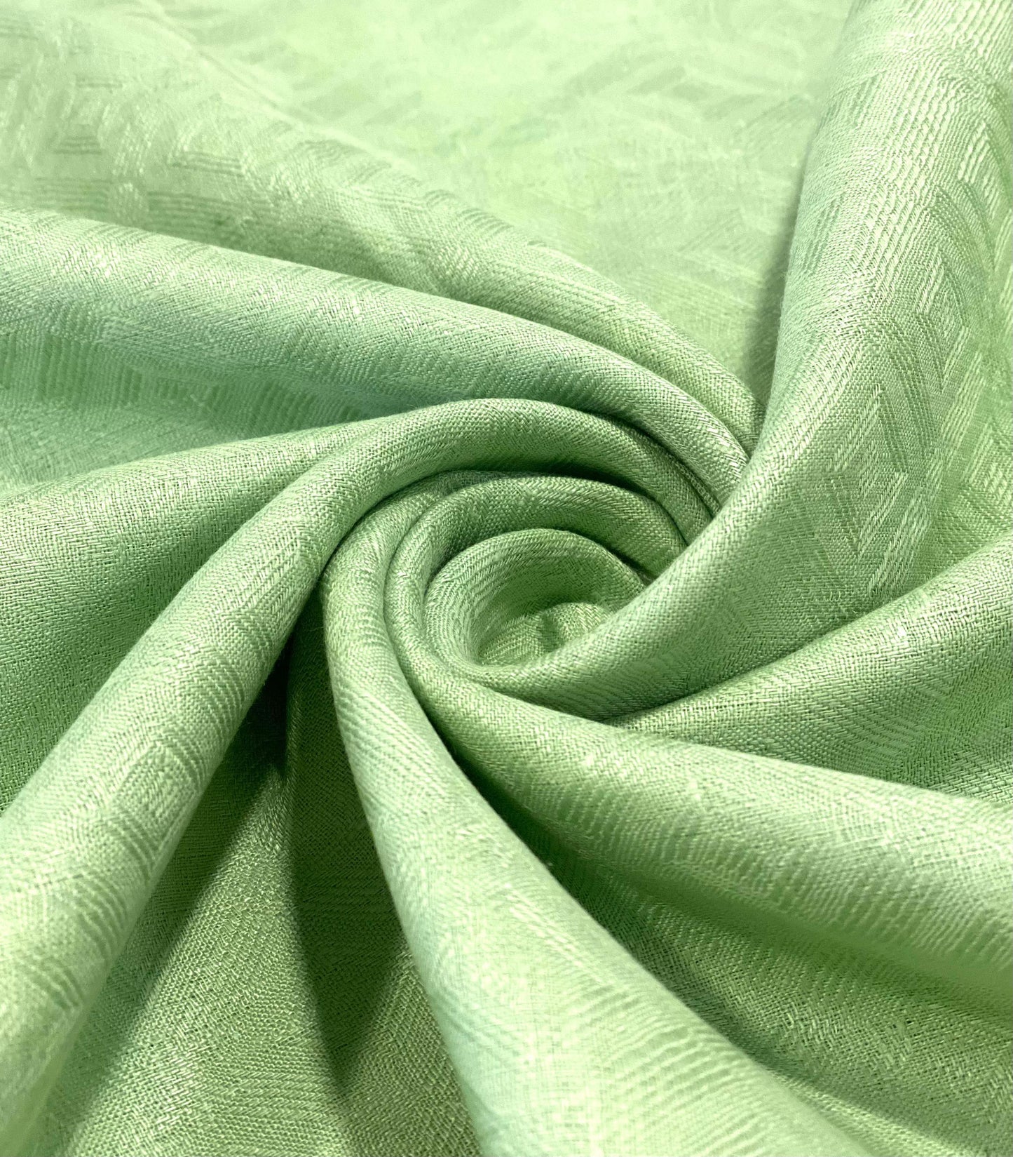Celadon Green Self Design - Premium Dyed Linen Fabric LG-057
