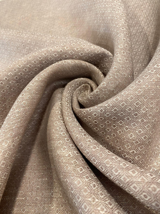 Rosy Brown Jacquard Self Design - Premium Dyed Linen Fabric DJ-002