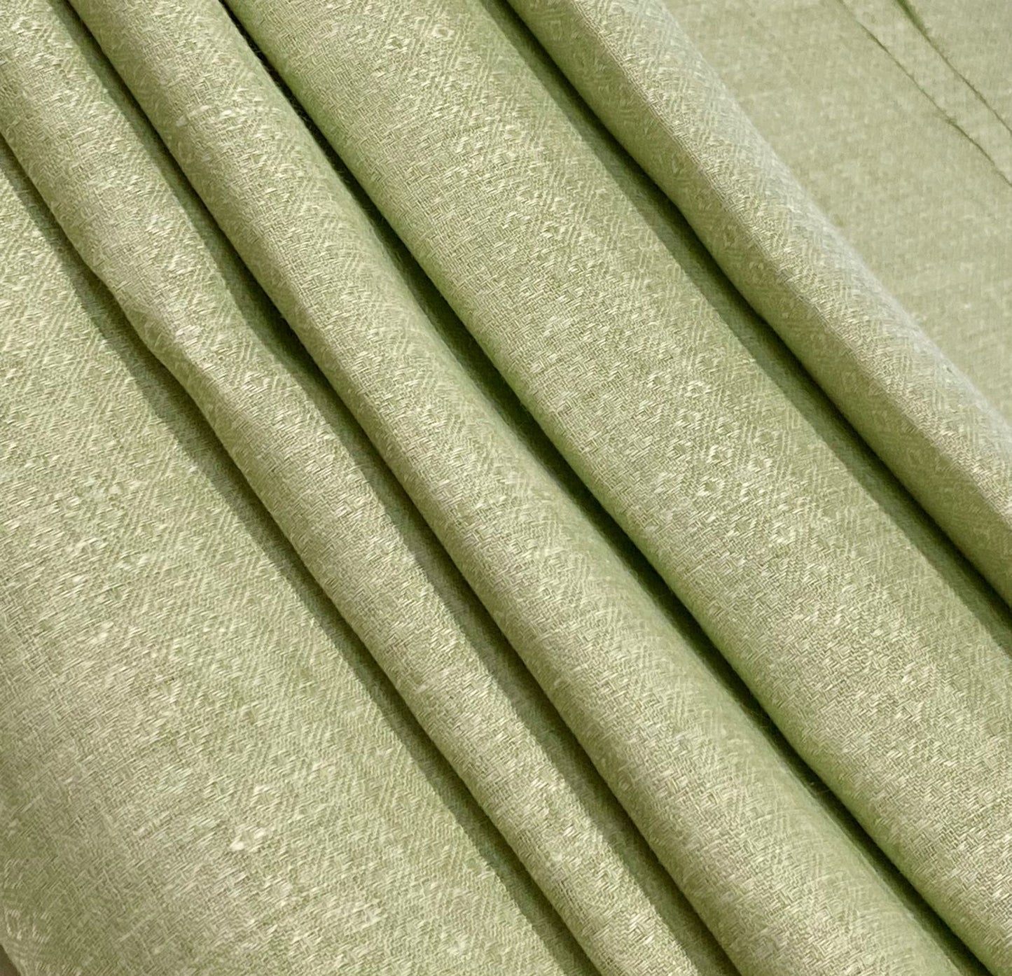 Green Jacquard Self Design - Premium Dyed Linen Fabric DJ-003