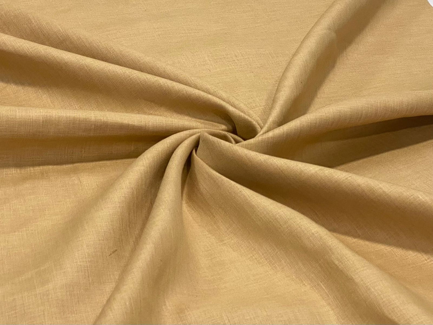 Sand Brown Solid Colour- Dyed Premium Linen Fabric LO-122