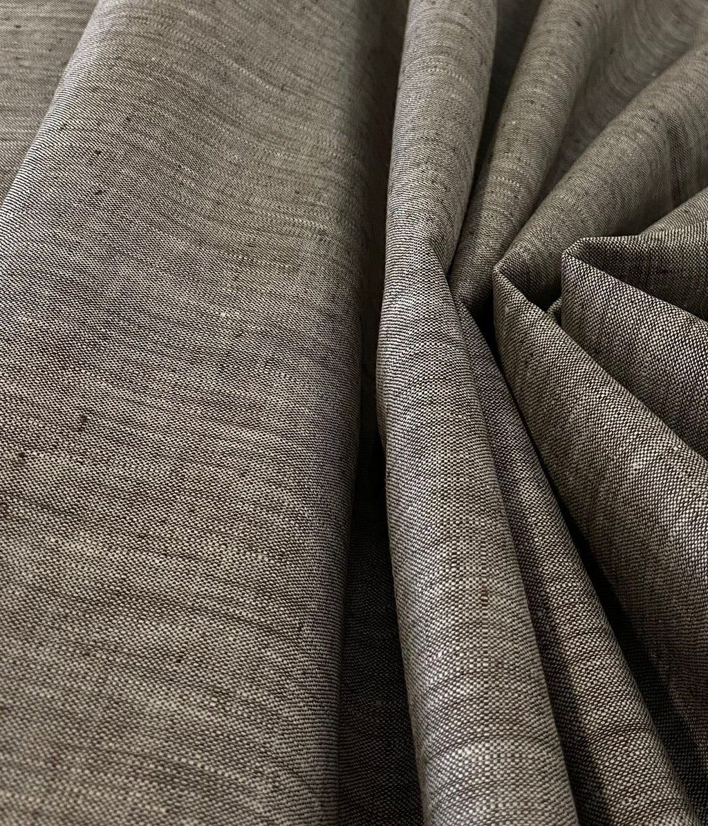 Light Grey White Solid Suiting-  Premium Dyed Linen Fabric TW-016