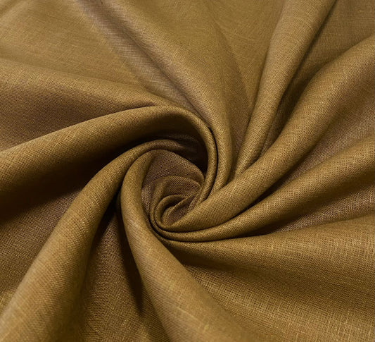 Green Brown Solid Colour- Dyed Premium Linen Fabric LO-183