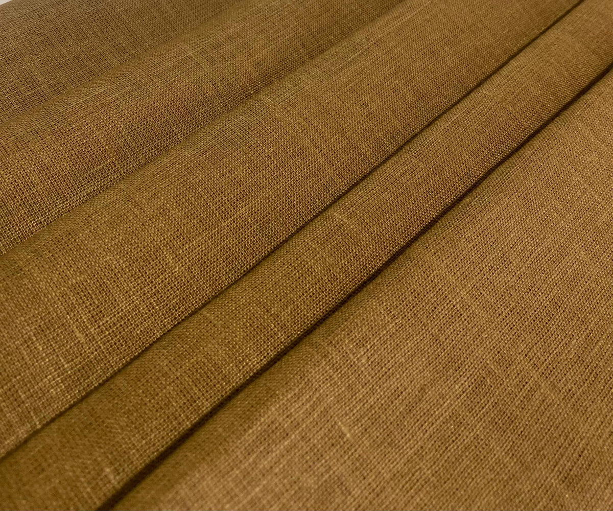 Green Brown Solid Colour- Dyed Premium Linen Fabric LO-183