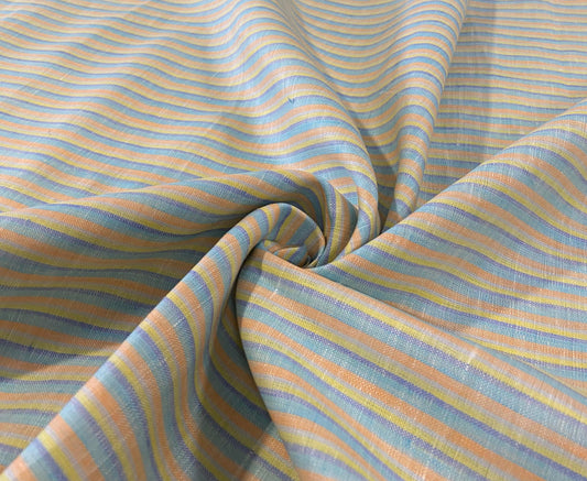 Rainbow Multi Colour Stripe- Dyed Premium Linen Fabric BCF- 26409