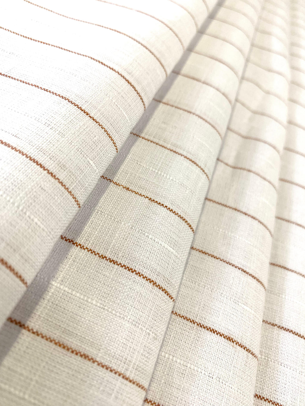 White With Brick Red Stripe- Dyed Premium Linen Fabric BCF- 26439