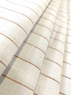 White With Brick Red Stripe- Dyed Premium Linen Fabric BCF- 26439