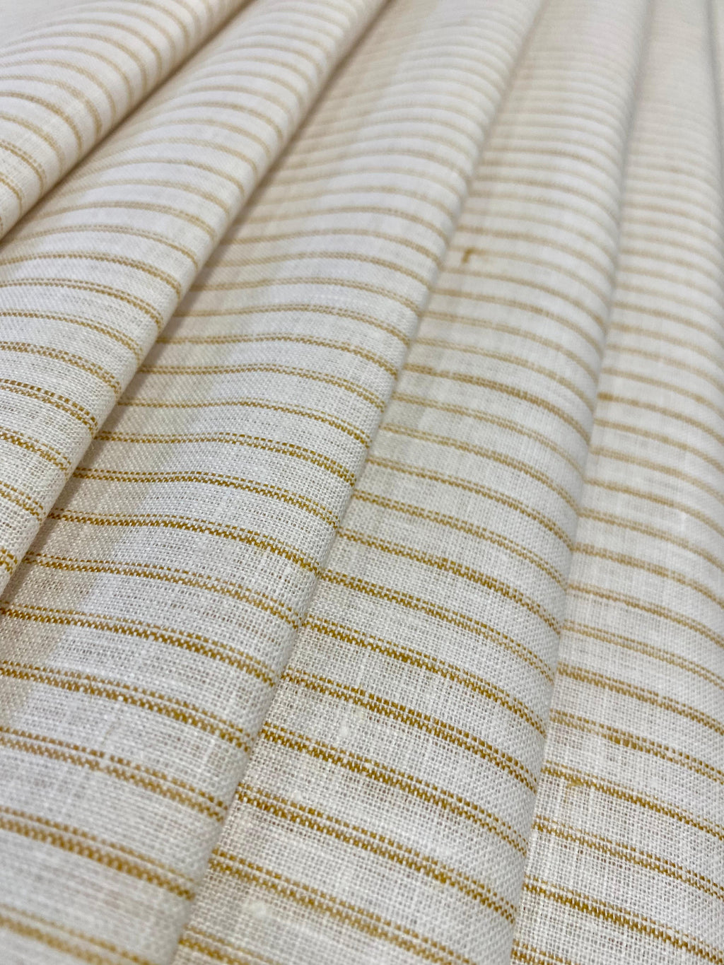 White Golden Yellow Double Stripe- Dyed Premium Linen Fabric BCF- 26405