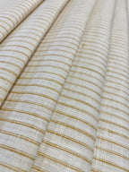 White Golden Yellow Double Stripe- Dyed Premium Linen Fabric BCF- 26405