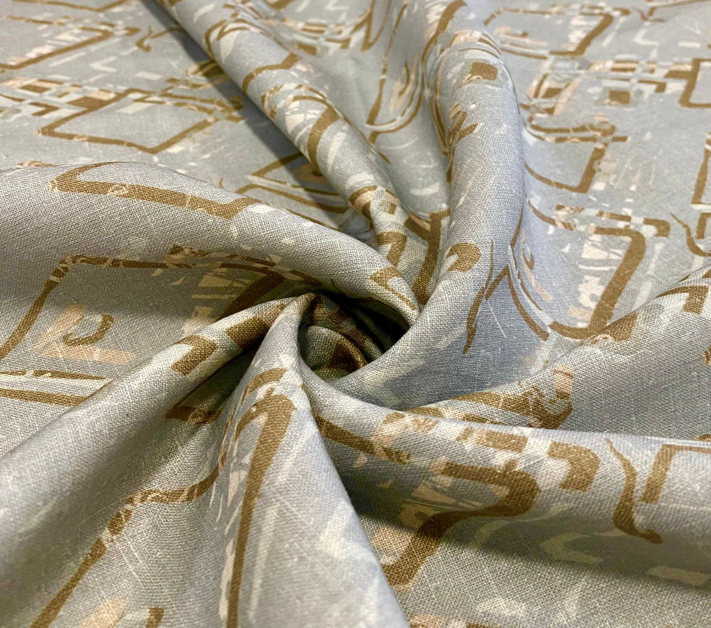 Slate Grey Digital Printed- Dyed Premium Linen Fabric BCH-149