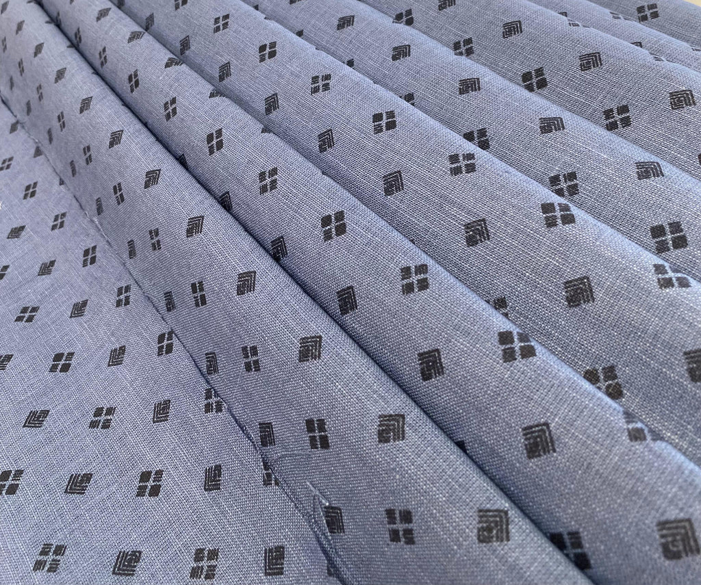 Dark Blue Digital Printed - Dyed Premium Linen Fabric BCM-12035