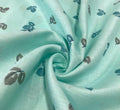 Aqua Blue Leaf Digital Printed- Dyed Premium Linen Fabric BCM- 12026