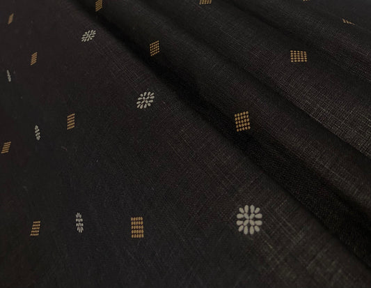 Black Digital Printed- Dyed Premium Linen Fabric BCM- 12083