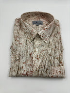 White Khaki Orange Painted AOP Linen Shirt - Men's Linen Shirt