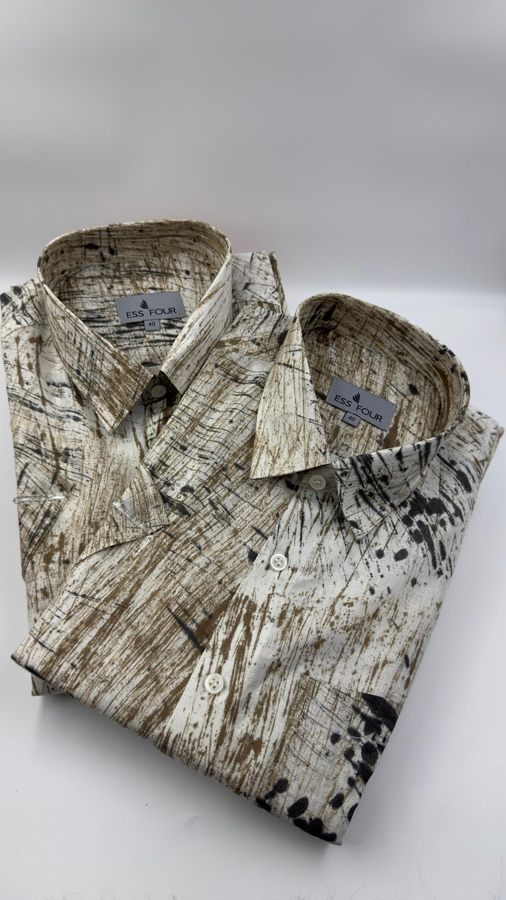 White Khaki Black Painted AOP Linen Shirt - Men's Linen Shirt