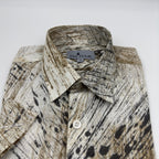 White Khaki Black Painted AOP Linen Shirt - Men's Linen Shirt