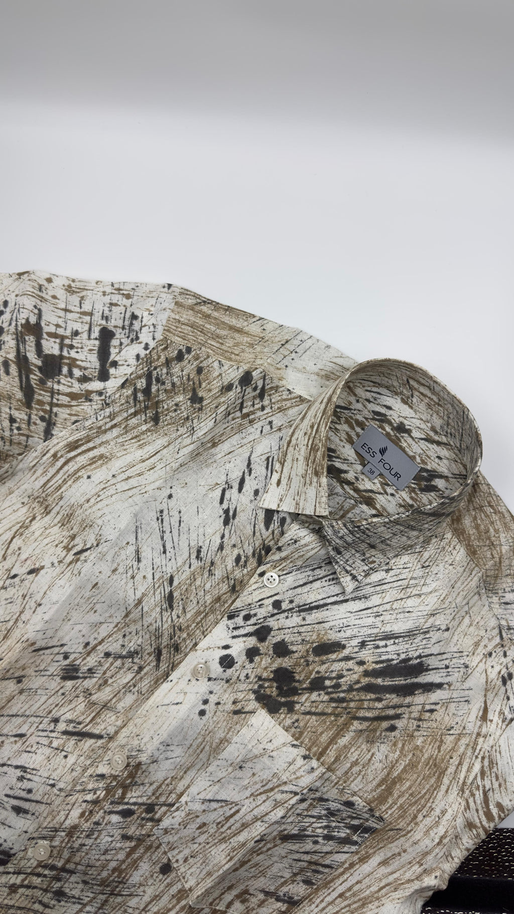 White Khaki Black Painted AOP Linen Shirt - Men's Linen Shirt