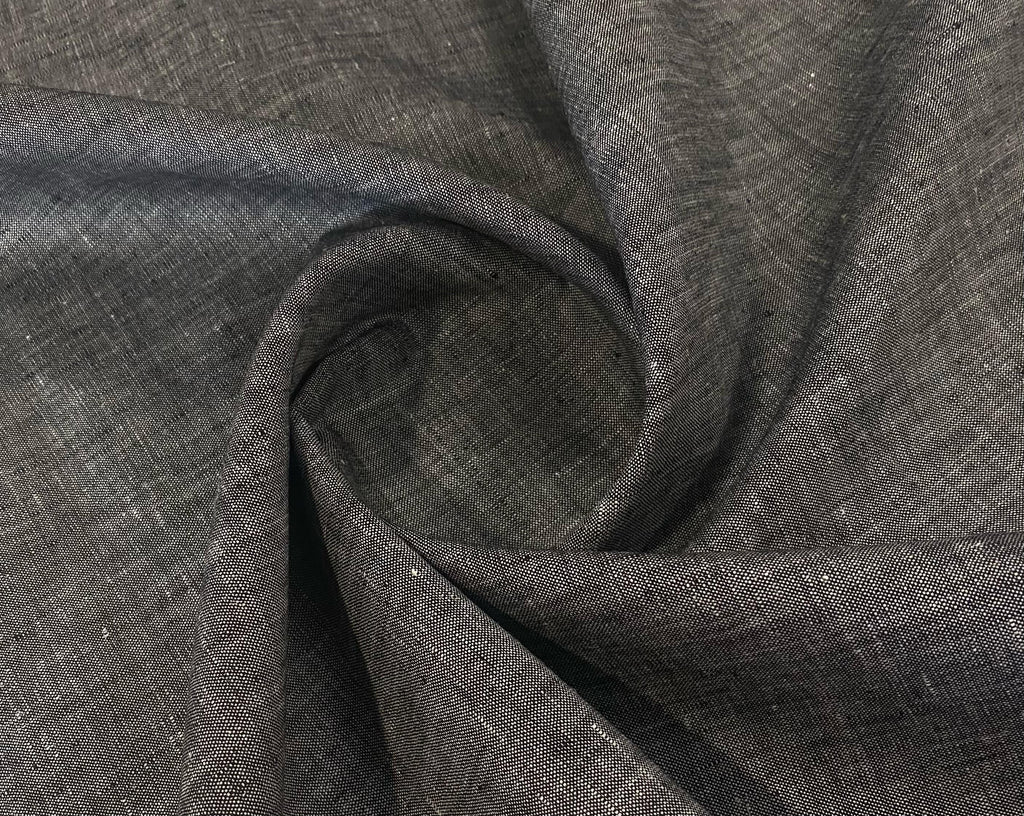 Davy Grey White Linen Suiting-  Premium Dyed Linen Fabric TW-026