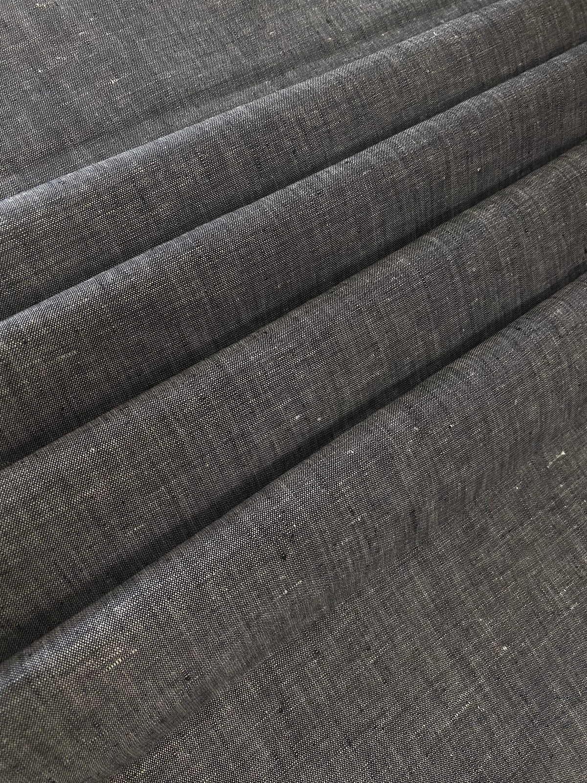 Davy Grey White Linen Suiting-  Premium Dyed Linen Fabric TW-026
