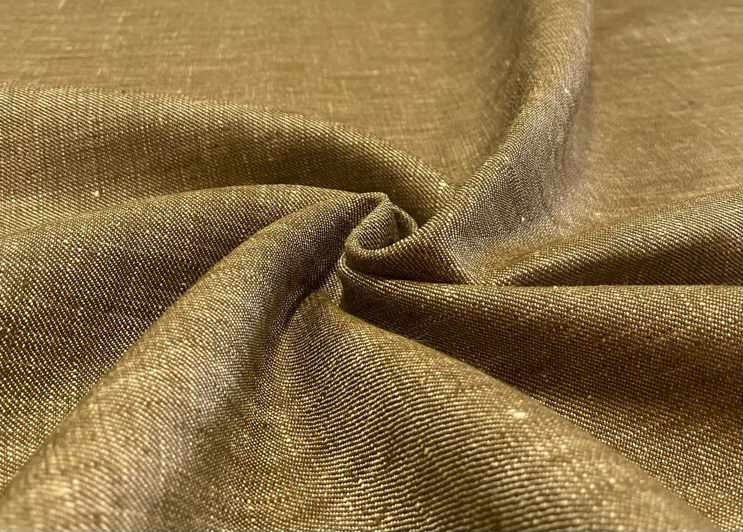 Gold-Dotted Yellow Linen Suiting- Premium Dyed Linen Fabric LL-043
