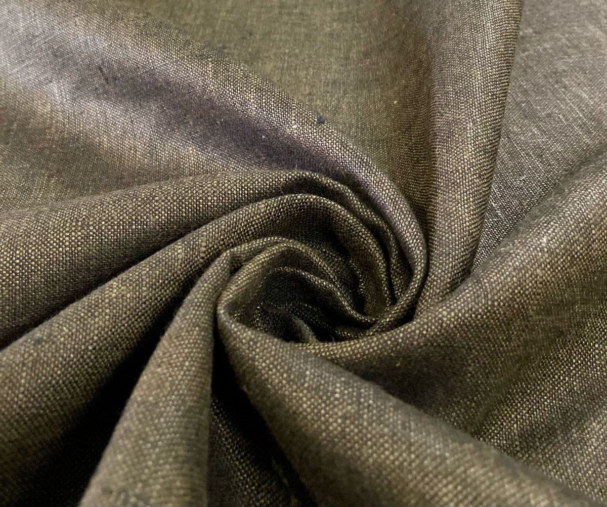 Brown Dotted Linen Suiting- Premium Dyed Linen Fabric MG-019