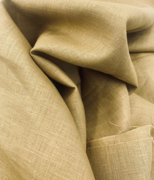 Mud Khaki Solid Colour - Dyed Premium Linen Fabric LO -126