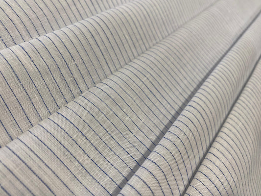 White Blue Dotted Stripe - Dyed Premium Linen Fabric LFK- 19330-101