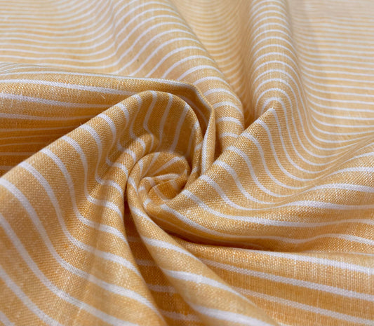 Light Orange Stripe - Dyed Premium Linen Fabric LFP- 15070