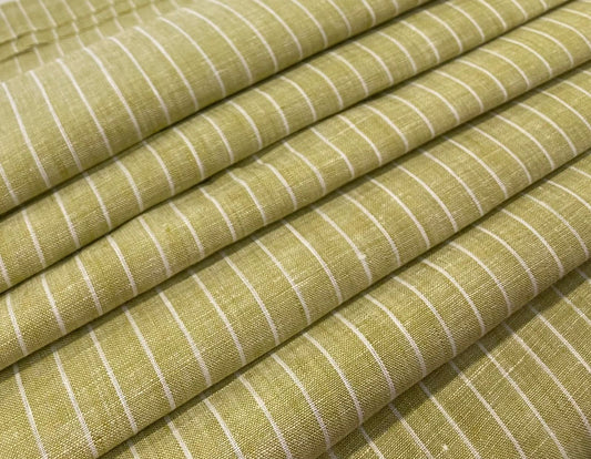 Light Moss Green Stripe - Dyed Premium Linen Fabric LFP- 15052-101