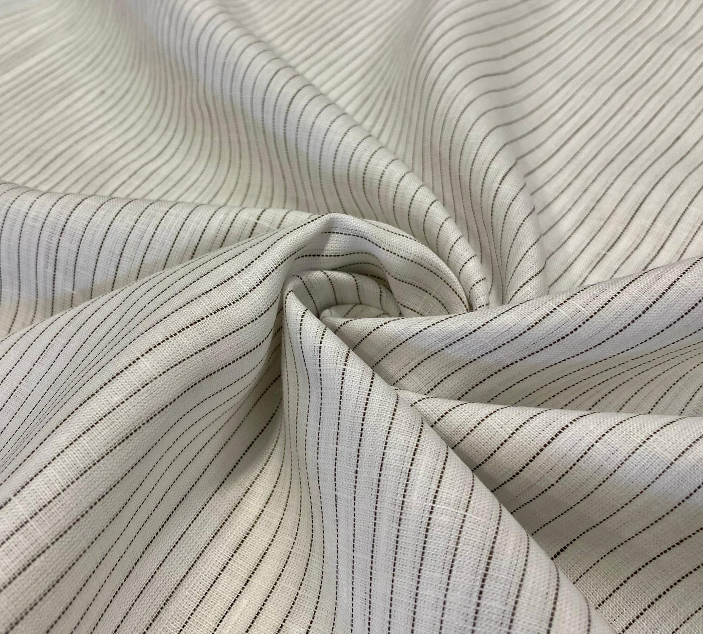 White Black Dotted Stripe - Dyed Premium Linen Fabric LFLM- 1142-101