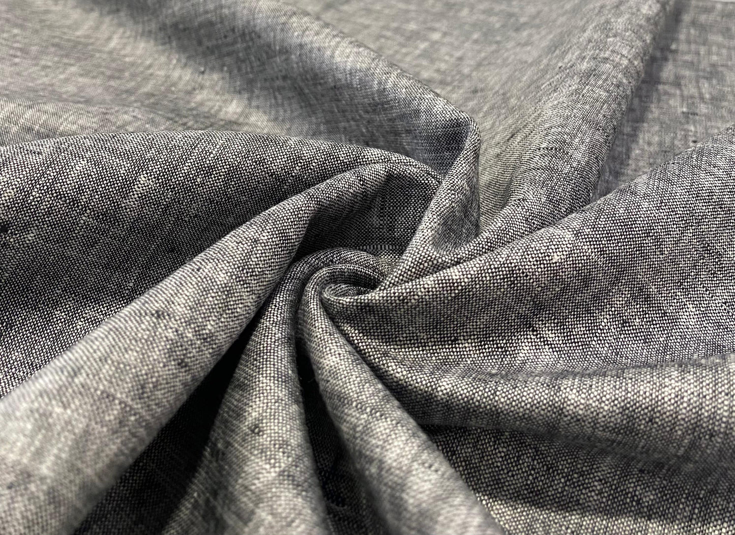 Grey Black Solid Colour - Dyed Premium Linen Fabric BCB- 123