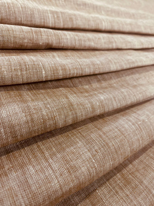 Wood Brown White Colour - Dyed Premium Linen Fabric OL-037