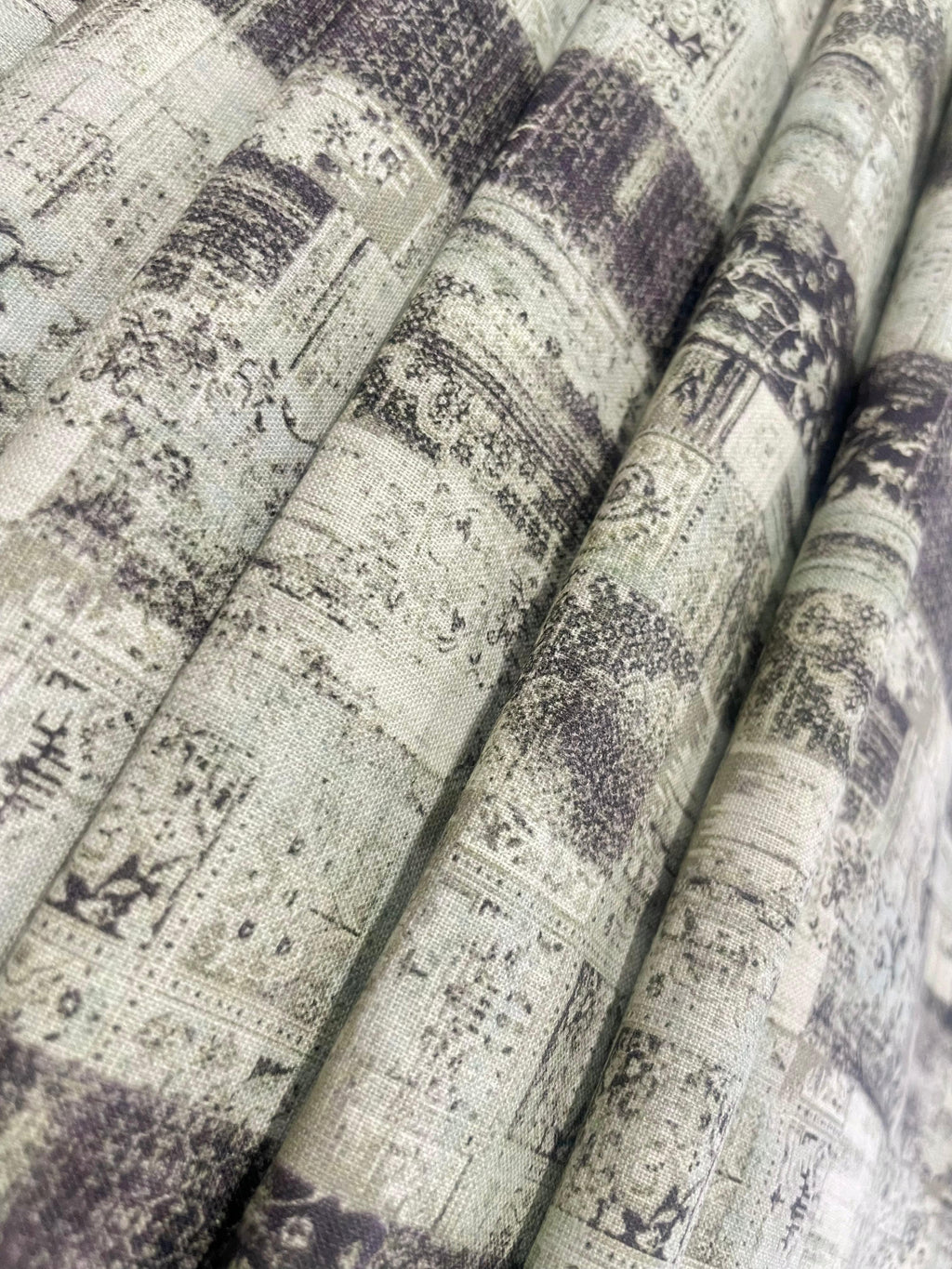 Green Patina Pattern Digital Printed - Dyed Premium Linen Fabric BCH- 620417