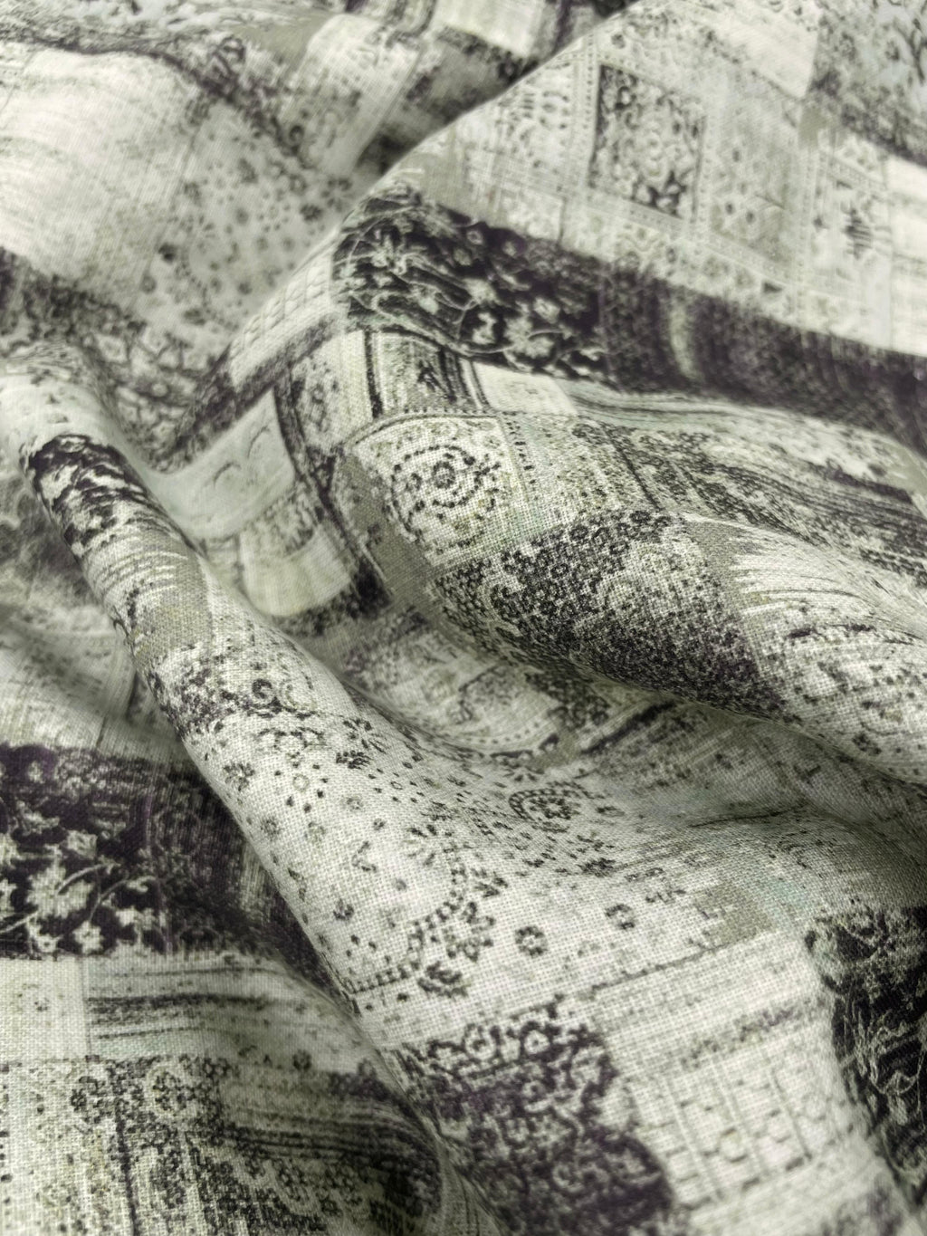 Green Patina Pattern Digital Printed - Dyed Premium Linen Fabric BCH- 620417