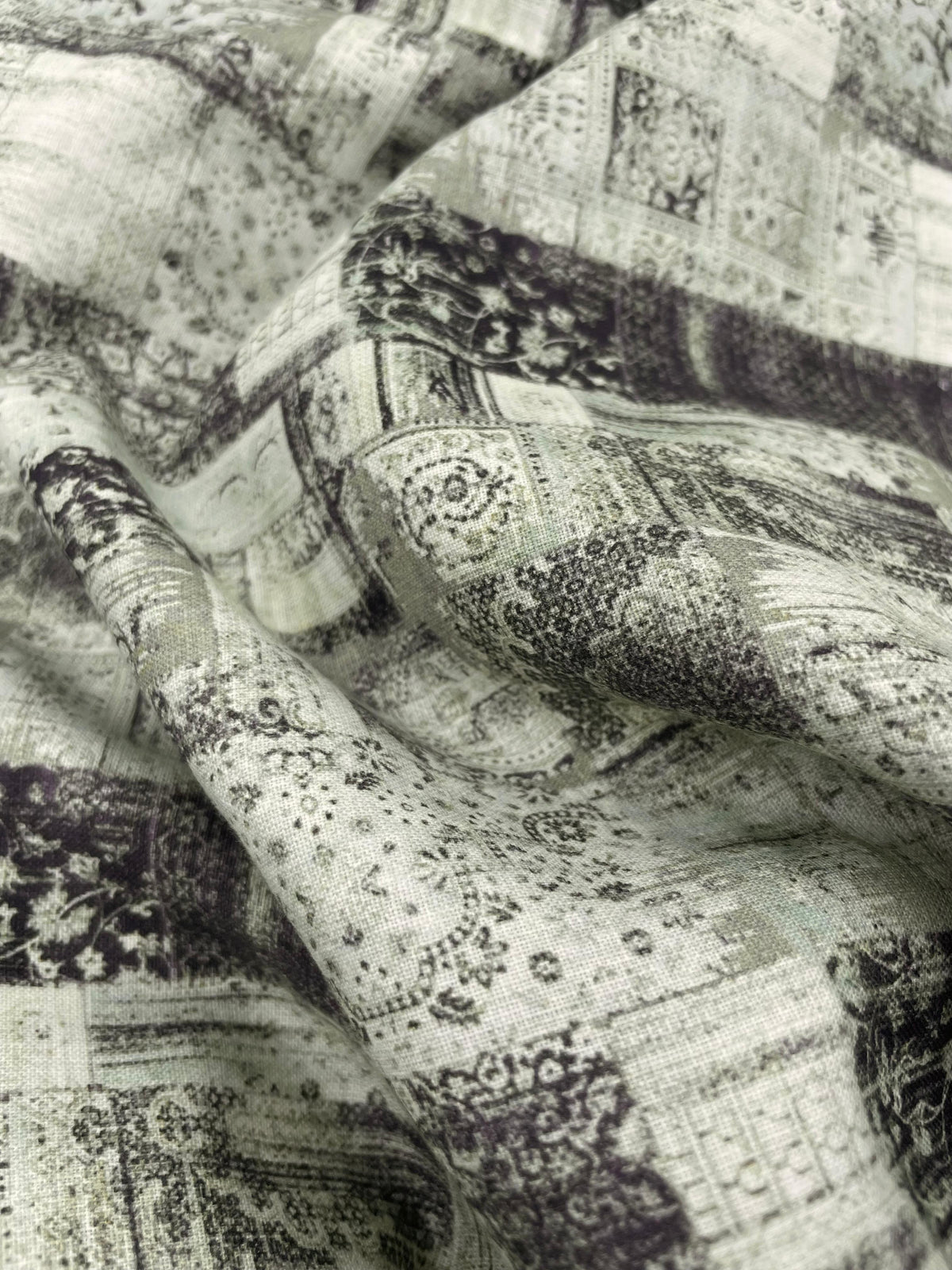 Green Patina Pattern Digital Printed - Dyed Premium Linen Fabric BCH- 620417