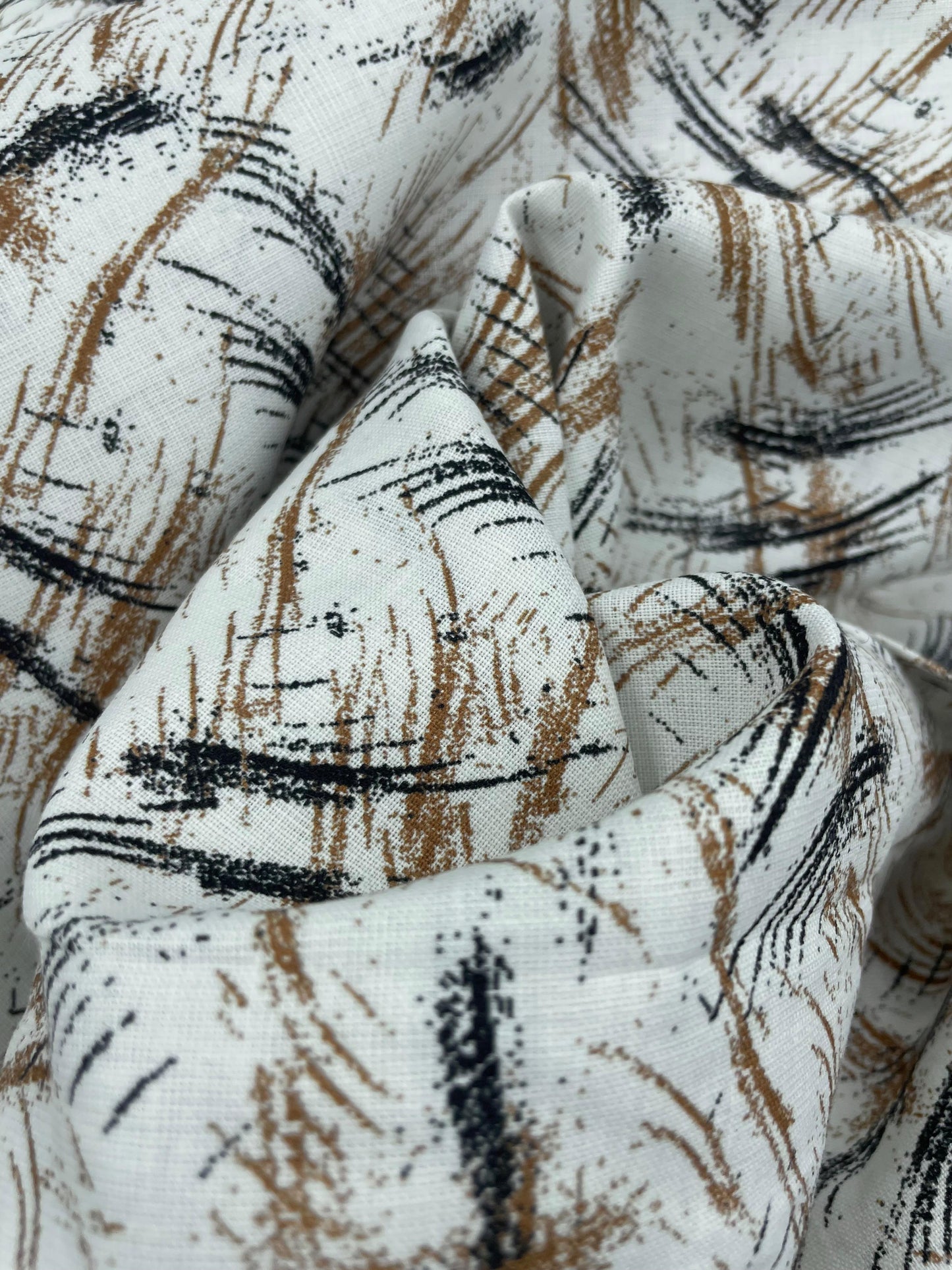 Masculine Glitch Brown-Black Digital Printed - Dyed Premium Linen Fabric BCH- 620392 (NEW)