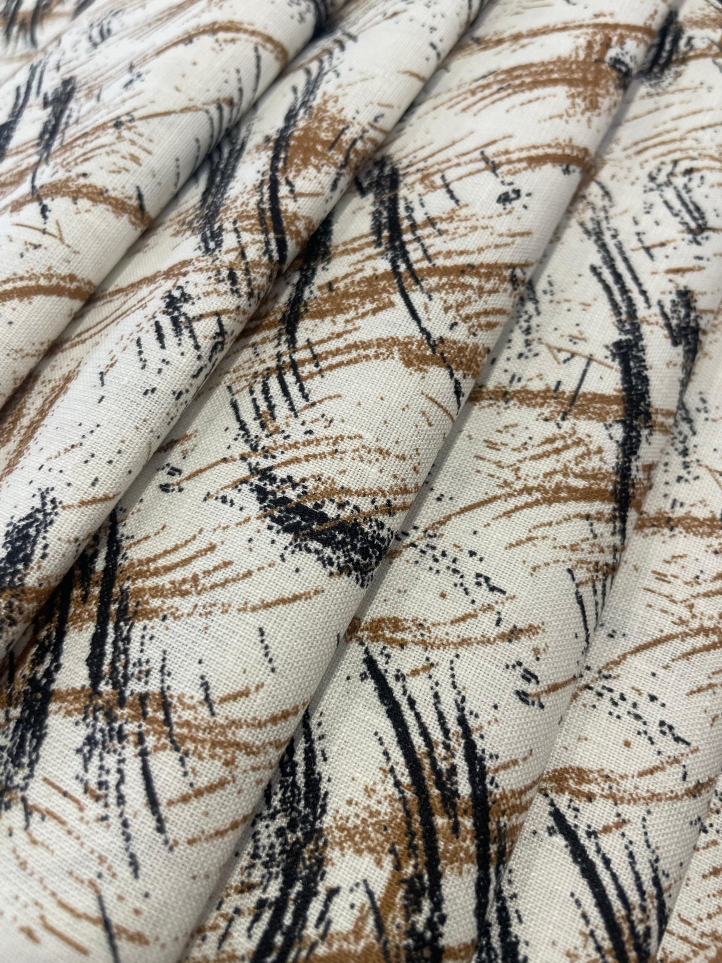 Masculine Glitch Brown-Black Digital Printed - Dyed Premium Linen Fabric BCH- 620392 (NEW)