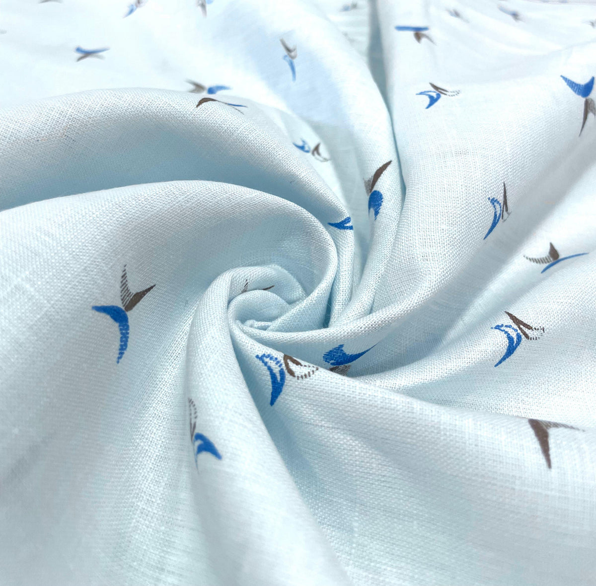 Ice Blue Allover Digital Printed- Dyed Premium Linen Fabric BCM- 12141