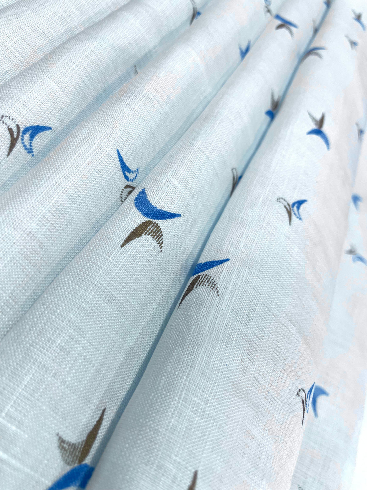 Ice Blue Allover Digital Printed- Dyed Premium Linen Fabric BCM- 12141