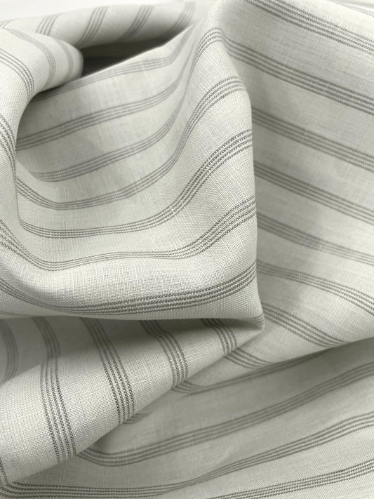 Lite Cement Stripe - Dyed Premium Linen Fabric BCMN-707048 (NEW)