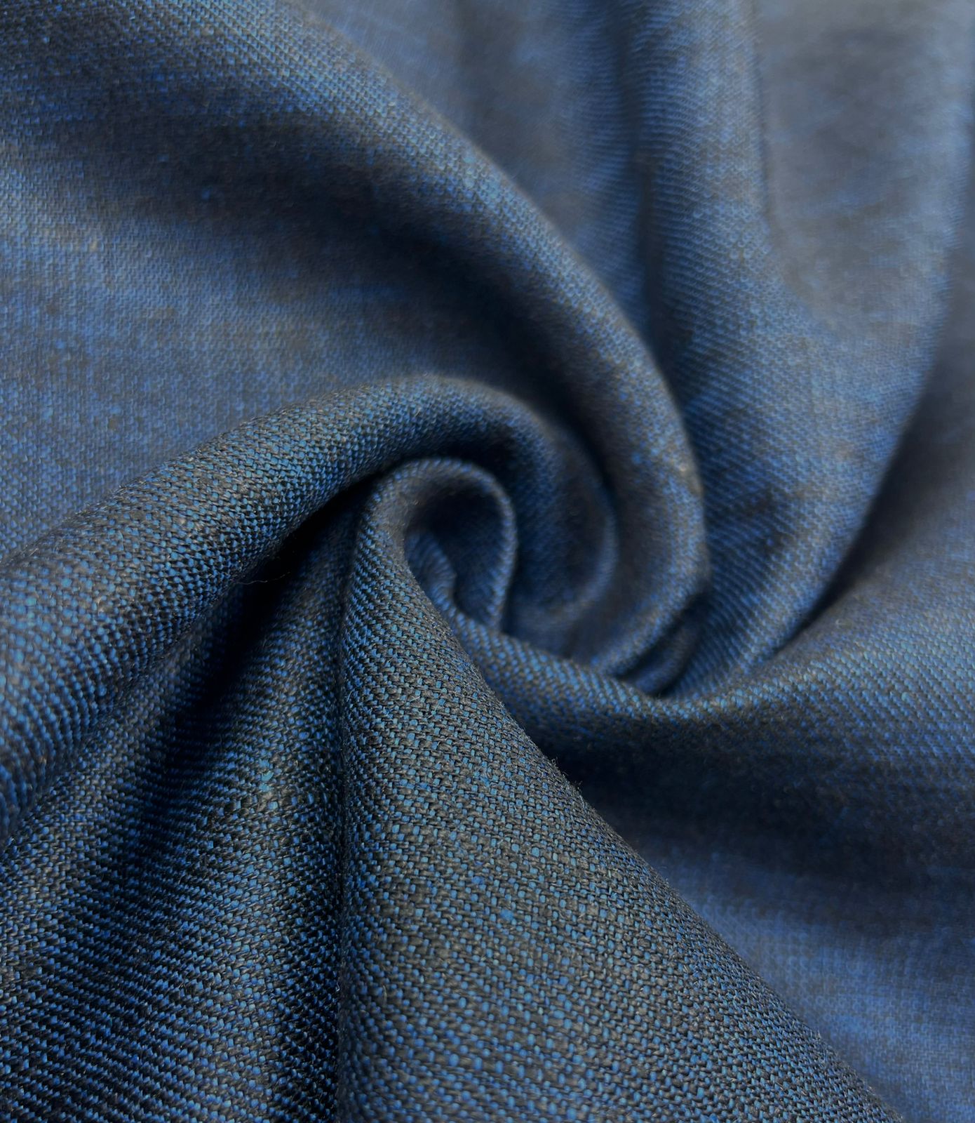 Blue-Black Denim Linen Suiting- Premium Dyed Linen Fabric LL- 010