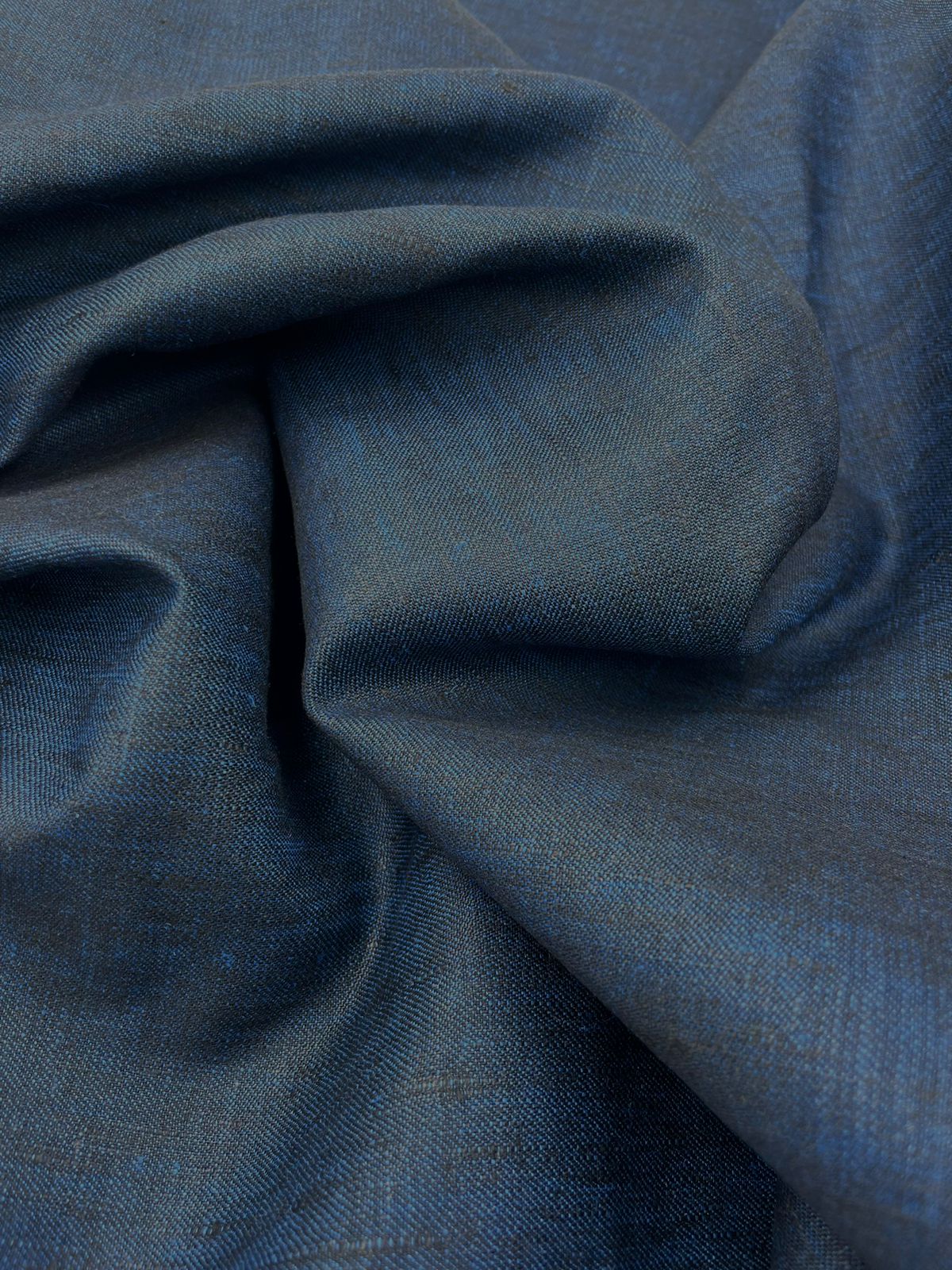 Blue-Black Denim Linen Suiting- Premium Dyed Linen Fabric LL- 010