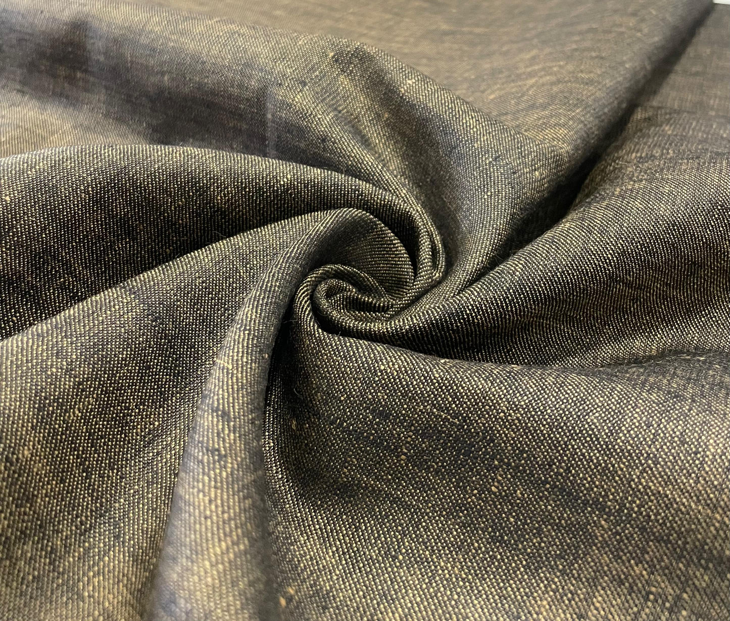 Black Gold Dust Linen Suiting- Premium Dyed Linen Fabric LL- 009